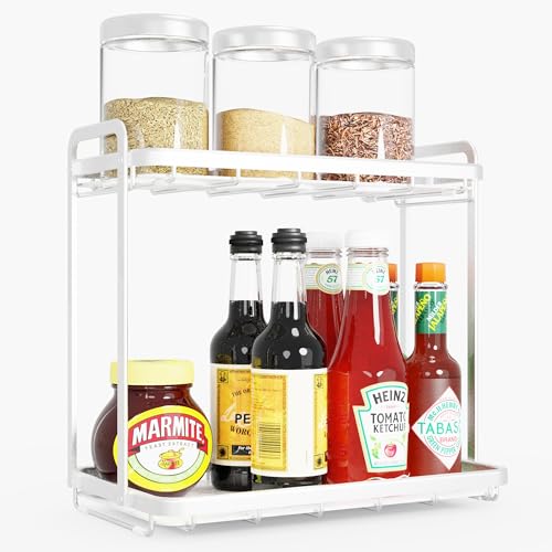 AquaChase Counter Organizer for Bathroom, Kitchen or Coffee Bar, Metal Shelf with Faux Marble...