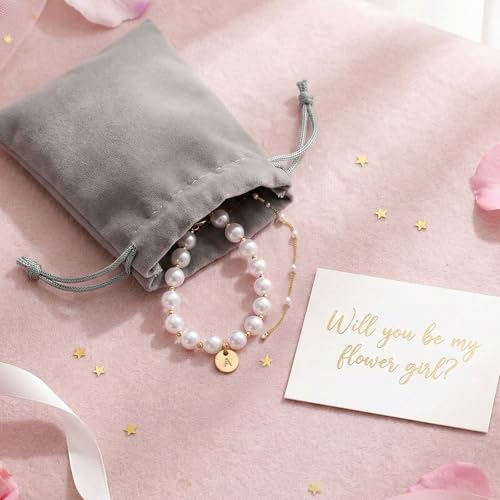 Fizzlup 2Pcs Pearl And Gold Initial Bracelet Set,Dainty Pearls Bracelets Jewelry for Women Wedding Prom Trendy Crystal Charm Cuff Stack Bead Linkbracelet Personalized Gift Stuff Letter D by Fizzlup - Used condition - Image 8