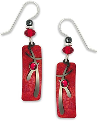 Adajio By Sienna Sky Red Silver-tone Column Overlay Earrings 7297