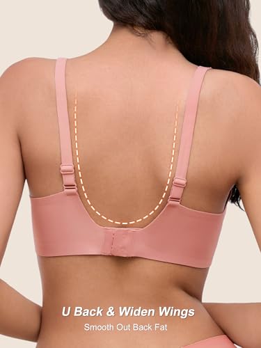 Wireless Jelly Bras for Women - Deep V No Underwire Bralette with Support - Seamless Comfortable Lightly Padded T-Shirt Bra