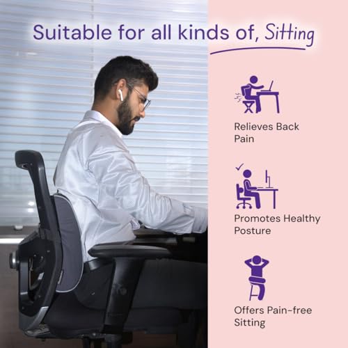 Image of Careforce Lumbar Support Cushion Orthopedic Back Rest Pillow Memory Foam Cushion for Office Chair, Car & Home Ergonomic Back Support for Pain Relief, Posture Correction & Spine Alignment, S