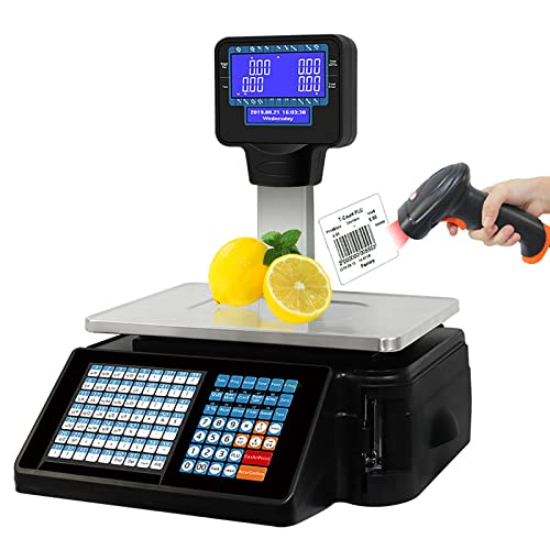 Báscula registradora comercial con pantalla y etiqueta, 30 Kg miniatura 1