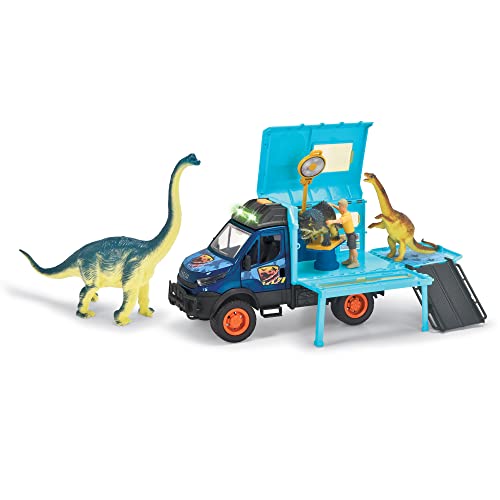 Dickie Toys - Dinosaurier World Lab - Spielzeugauto Iveco Daily 4x4 (26 cm) mit ausklappbarem Dino-Labor inkl. Dinos - Spielzeug f&uuml;r Kinder ab 3 Jahren