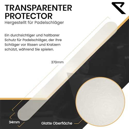 RYZE Transparenter Padel Schläger Schutz - Glatte Oberfläche – Padelschläger Protektoren im 2er-Pack - Widerstandsfähiges und Elastisches Material - Einfach Anzubringen - Minimale Luftblasen