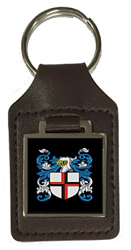 Porte-clé en cuir Haye Heraldry Marron avec blason d'exception