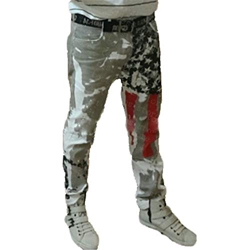 Andongnywell American Flag Print High Stretch Slim Fit Men's Jeans USA Printed Skinny Fit Denim Pants2