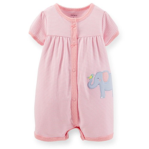 Carter's Pink Striped Romper (Baby) - Elephant, 6 months