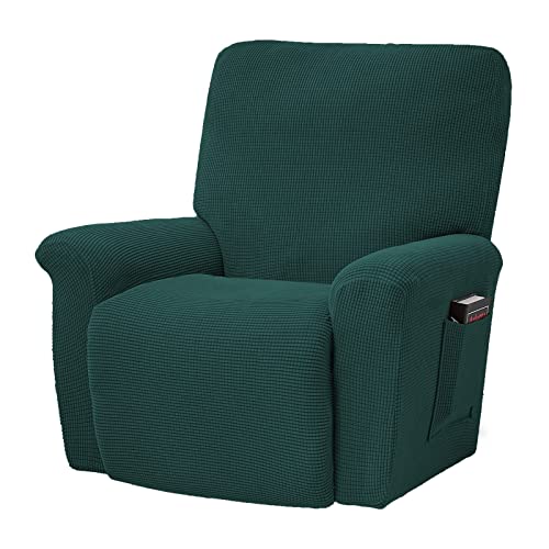 LiveGo Jacquard Recliner Chair Covers, Stretch Polyester Spandex Recliner Cover 4 Pieces