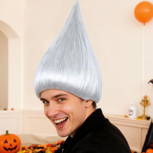 Image of JoneTing Pure Silver Wig for Men Silver Straight Cosplay Wigs for Party