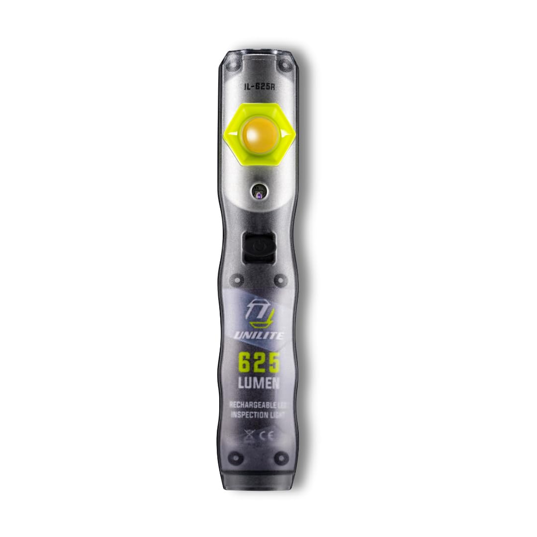 Unilite IL-625R USB Rechargeable High Grade LED Inspection Light | 625 Lumen | Additional 250 Lm Top Torch | UV LED on Front