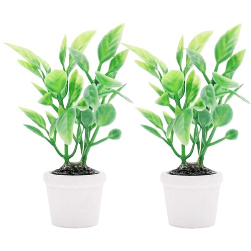 2Pcs Green Miniature Plants Dollhouse Decoration...
