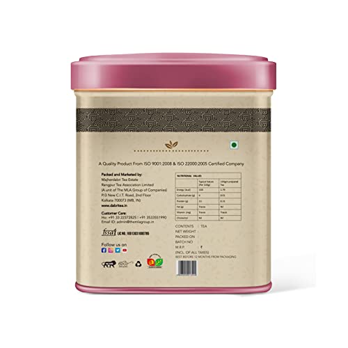 Image of Dabri Rose Green Tea Loose Leaves 40gm Tin Box| For Glowing Skin & Hair (Men & Women) | Natural Rose Petals | Antioxidant-Rich | Organic Blend | Relieves Stress & Supports Weight Control