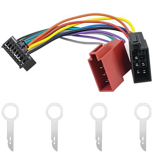 LongZYU Adaptateur Radio Voiture ISO 16 Broches-Faisceau de Câble Connecteur Autoradio Compatible...