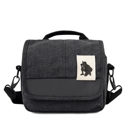 QIUPFGUT Spiegelreflex Kamera Tasche,Paquete de fotografía a Prueba de Agua,Bolsos de cámara SLR,Bolso de Hombro de Lona,Estuche de cámara,Estuche Bandolera Individual con Correa Ajustable,Negro