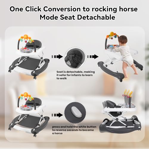 image for RefoereBabe Baby Walker with Wheels, 5 in 1 Baby Walkers for Boys Girl