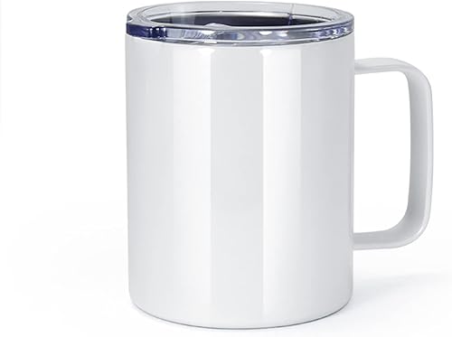 Miniatura 8 de AGH Paquete de 25 tazas de café de sublimación con tapa vasos de sublimación de acero inoxidable con asa taza de té de cerveza aislada al vacío que