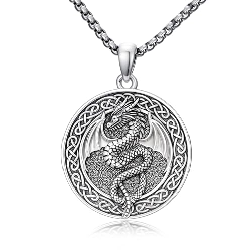 Collier dragon en argent 925 sterling de haute joaillerie pour homme et femme