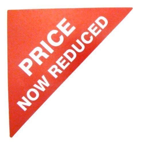 Property Sales Labels, Text: Price Now Reduced, Red, Small Triangle, Estate & Letting Agent Self-Adhesive Stickers