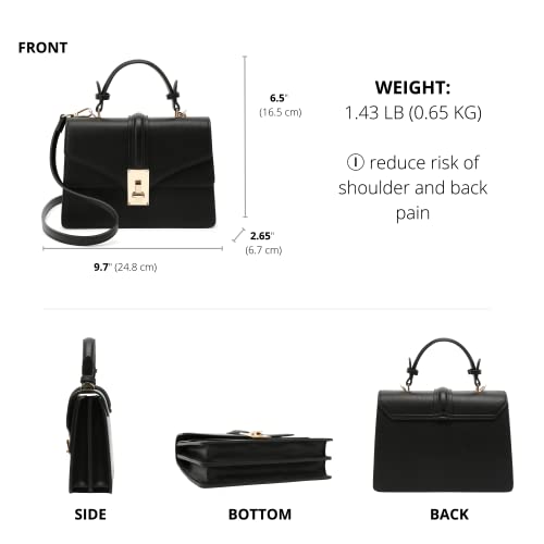 Scarleton Handbags For Women, Crossbody Bags For Women, Structured Mini Satchel Purses, Top Handle Shoulder Bag Medium, H207701L - Black #TOP2
