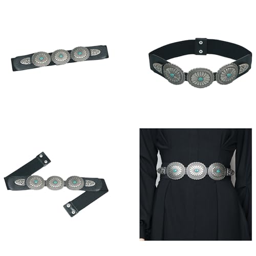 Versatile Carved Turquoise Buckle Waist Corset Women Girls Coat Dress Belt Shinning Waist Elastic Thin Belt2