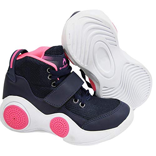 Tenis Musical Infantil Botinho Toca Musica Por Bluetooth - Marinho com Rosa - 30