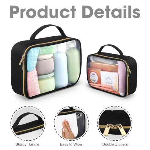 6 Pack Toiletry Clear Makeup Bags with Handles PVC Cosmetic Bags for Traveling Essentials Travel Women and Men Airport Vacation Organization3