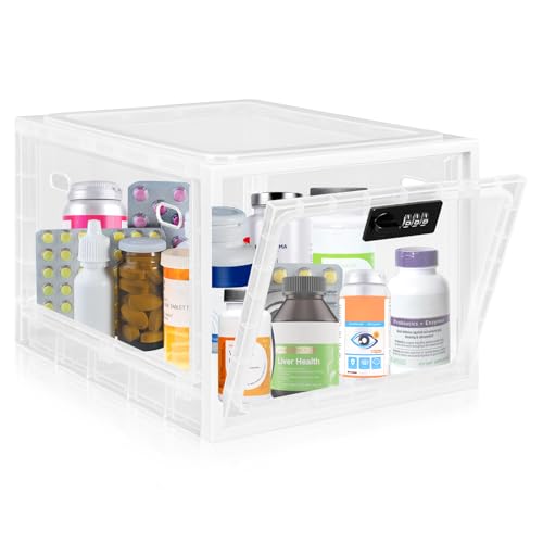 Gemaxvoled Boîte de Sécurité à Code Verrouillable – Boîte Transparente pour Médicaments, Téléphone & Snacks – Matériau Sans BPA, 12,6 Litres,...