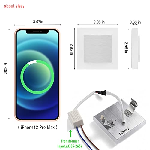 Ausleu Recessed Led Step Lights Stair Light Indoor, 90-265V 3W Cri90 Warm White 3000K, Square 2.95 Inch Not Waterproof, Ideal For Stairs/Decks/Steps/Door Side/Hallway/Doorway/Paths Lighting #TOP6