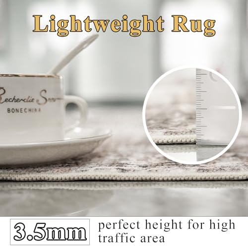 RUUGME Hallway Runner Rug 3x8 - runner Rug Stain Resistant for living room Non Slip Indoor Entryway Rubber Backing Carpet Bedroom Kitchen Distressed Floor Decor Mat Machine washable 3x8 Brown