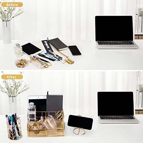 Accessoires de bureau dorés KAAKOW avec support de téléphone - 8