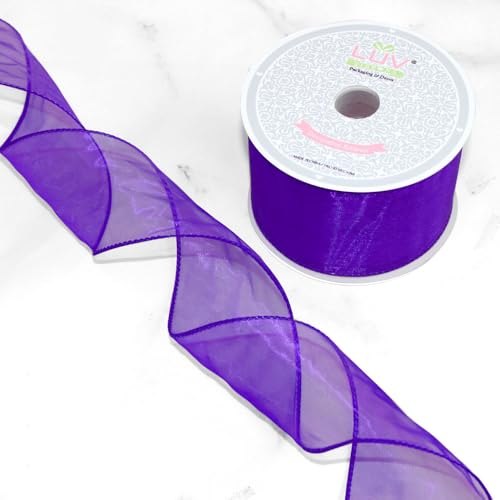 Creative Ideas Wired 2.5 Inch Organza Ribbon 10 Yards Purple