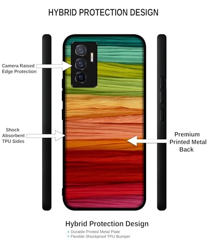 Image of Colorful Thread Design Premium 2D Printed Metal Back Case Cover for Vivo V23E 5G / Y75 4G