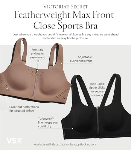 Victoria's Secret Women's VSX Featherweight Max Front Close Sports Bra, High Impact (32A-38DD)4