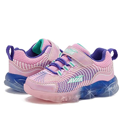 Avia Ignite Slip On Led Light Up Toddler And Little Kid Sneakers - Lightweight Tennis, Athletic, Running Shoes For Girls - Light Pink/Teal Green, 5 Toddler #TOP7