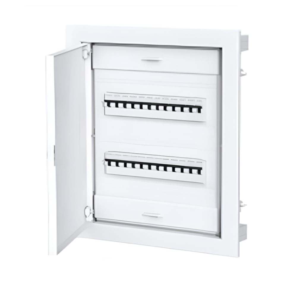 Centralino ad incasso con porta metallica, per cartongesso, 24+4 (2x12) moduli, bianco, IP40 - Elettrocanali EC63624