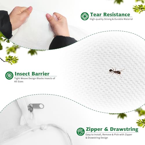 Evoio Bird Netting for Garden Plant Fruit Tree Protection 6 x 7 ft Large Blueberry Bushes Netting Covers Bags with Zipper, Shrubs Bush Tomato Strawberry Berry Barrier Mesh Cover Net Protector (1 Pcs) - Thumbnail 5