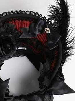 【完全処分☆】トリプルフォーチュン ローズリボン ボンネット 黒‪✕‬黒薔薇 ATELIER BOZ - 【SOLD☆】トリプルフォーチュン ローズリボン