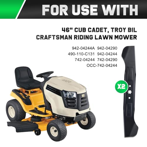 Image of Grasscool 942-04244A Cub Cadet 46 inch Deck XT1 LT46 Mower High Lift Blades | Fit Enduro XT2-46 ZT1 LX46 LTX1045 LTX1046 942-04290,Replacement Parts,Zero Turn Lawn Tractor,6 Star Bagger Sharp Cuts Mows