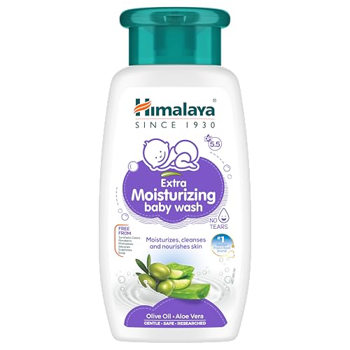 Image of Himalaya Extra Moisturizing Baby Wash 200ml | No tears formula |with Olive Oil, Aloe Vera & Milk | Cleanses and moisturizes baby's skin