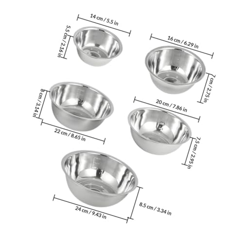 OSALADI set 5 tazones de acero inoxidable apilables para cocina miniatura 2