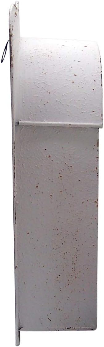 White Painted Tin Mailbox, Wall Mounted Hanging Decor, Charming Aesthetic, 10 1/4 Inch