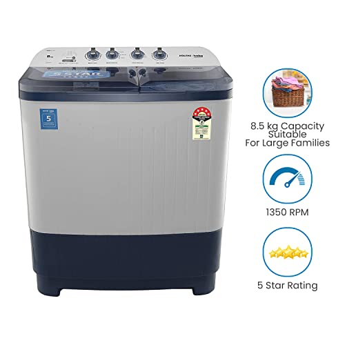 Image of Voltas Beko 8.5 kg Semi-Automatic Top Loading Washing Machine, 2 Casette Filter (WTT85DBLT, Sky Blue)