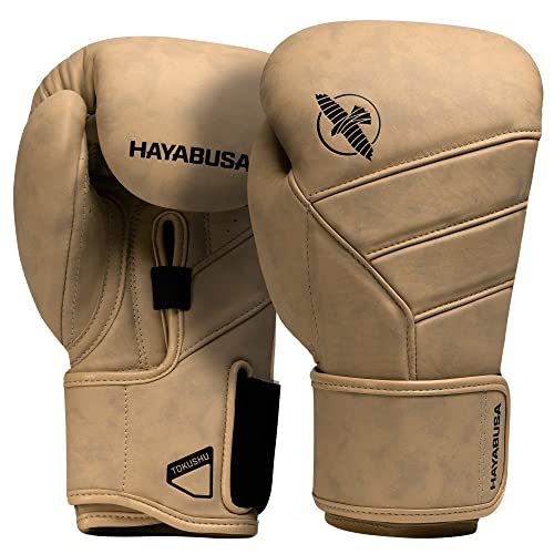 Image of Hayabusa T3 LX Leather Boxing Gloves - Tan, 14oz | Leather Boxing Gloves, Training Gloves Men and Women, Sparring Gloves, Heavy Bag Gloves, 16oz Boxing Gloves, Muay Thai Gloves