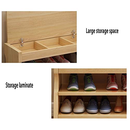 Banc de rangement à chaussures double couche et tabouret bois massif - 6