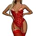 Générique Mode féminine à Lacets Devant Dentelle Florale jarretière Teddy Body Costumes Dentelle Rouge Lingerie Sexy Kimono Lingerie