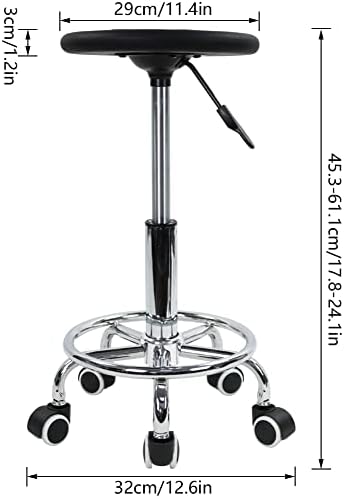 KKTONER PU Foam Rolling Stool with Footrest Height Adjustment Swivel Laboratory spa Salon Tattoo Work Anti-Static Stool Small (Black)