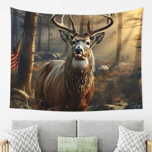 Tapiz de temporada de caza de ciervos para dormitorio, tapices estéticos, 203 x 152 cm, decoración artística de pared, tapiz divertido para colgar en la sala de estar, decoración de dormitorio hippie