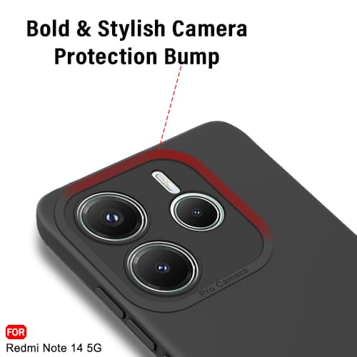 Image of TheGiftKart Liquid Silicon Back Cover Case for Mi Redmi Note 14 5G | Stylish Camera Protection Module | Micro-Fibre Lining Inside | Shockproof Back Cover Case for Redmi Note 14 5G (Silicone, Black)