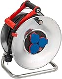 Brennenstuhl Garant S IP44 Kabeltrommel (40m Kabel in schwarz, aus Stahlblech, für den ständigen Einsatz im Außenbereich, Made in Germany) silber
