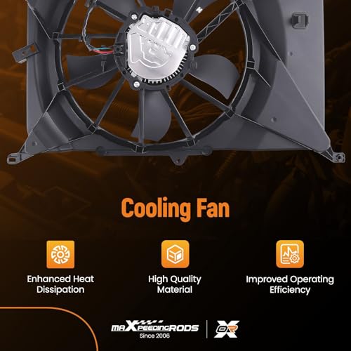 Image of maXpeedingrods Engine Radiator Cooling Fan Assembly for Jeep Compass 2.0L L4 2017, for Jeep Compass 2.4L L4 2017-2021 Replacement 68249185AA 68249185AB